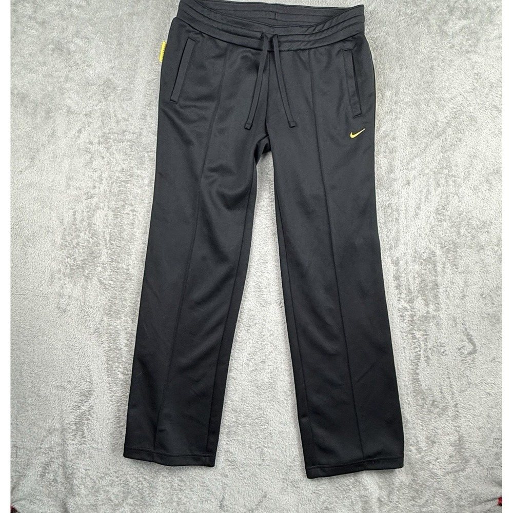 Nike Livestrong Y2K Track Pants Womens M Black Yellow Swoosh Athleisure Straight